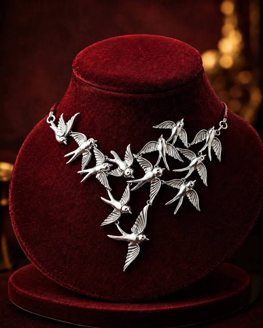 Bird motif silver necklace from Meraki
