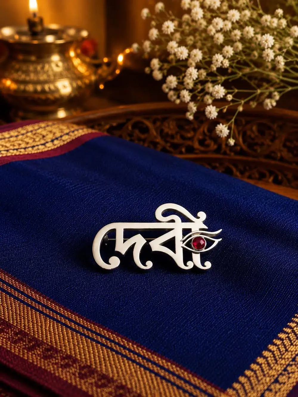 Devi statement silver pendant
